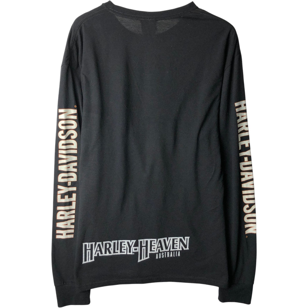 Harley-Davidson Long Sleeve T-Shirt, Men's Size L polyester black type Vintage Second Hand