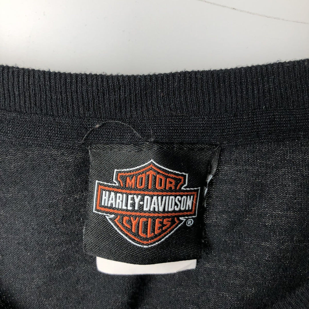 Harley-Davidson Long Sleeve T-Shirt, Men's Size L polyester black type Vintage Second Hand