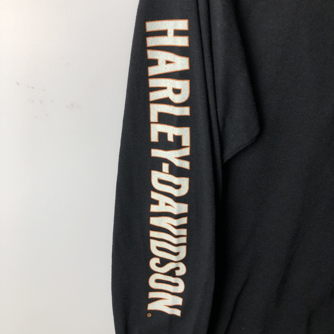 Harley-Davidson Long Sleeve T-Shirt, Men's Size L polyester black type Vintage Second Hand