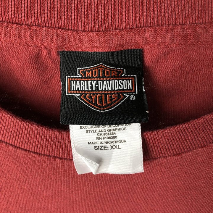 Harley-Davidson Skull Pattern Long T-shirt, Men's XXL cotton red type Vintage Second Hand