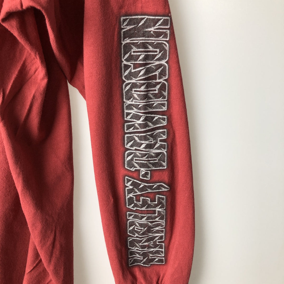 Harley-Davidson Skull Pattern Long T-shirt, Men's XXL cotton red type Vintage Second Hand