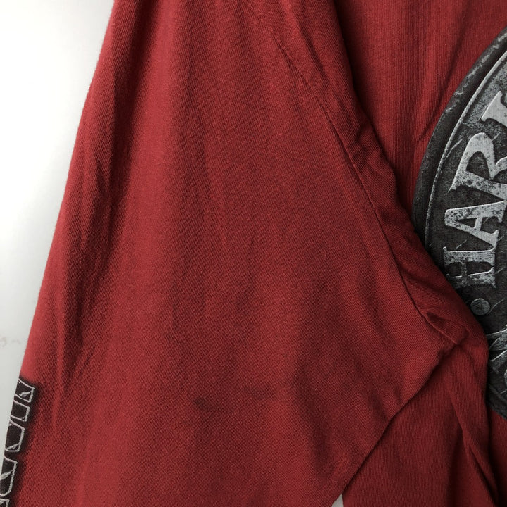 Harley-Davidson Skull Pattern Long T-shirt, Men's XXL cotton red type Vintage Second Hand
