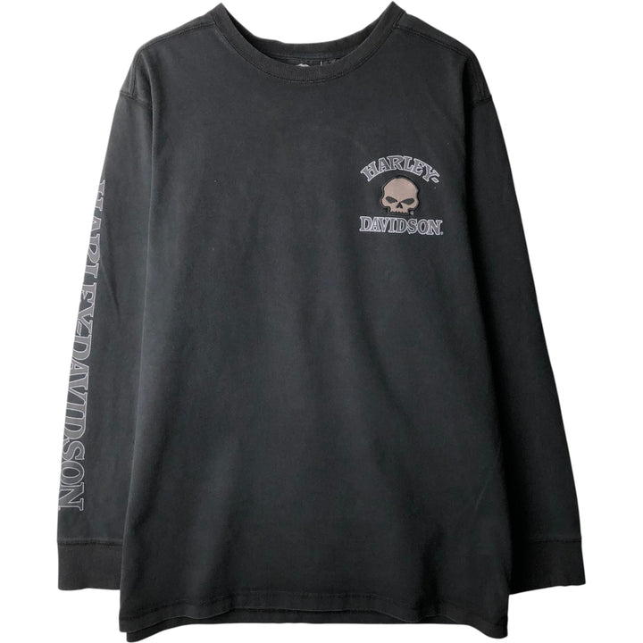 Harley-Davidson Skull Pattern Long T-shirt, Men's XL size cotton black type Vintage Second Hand
