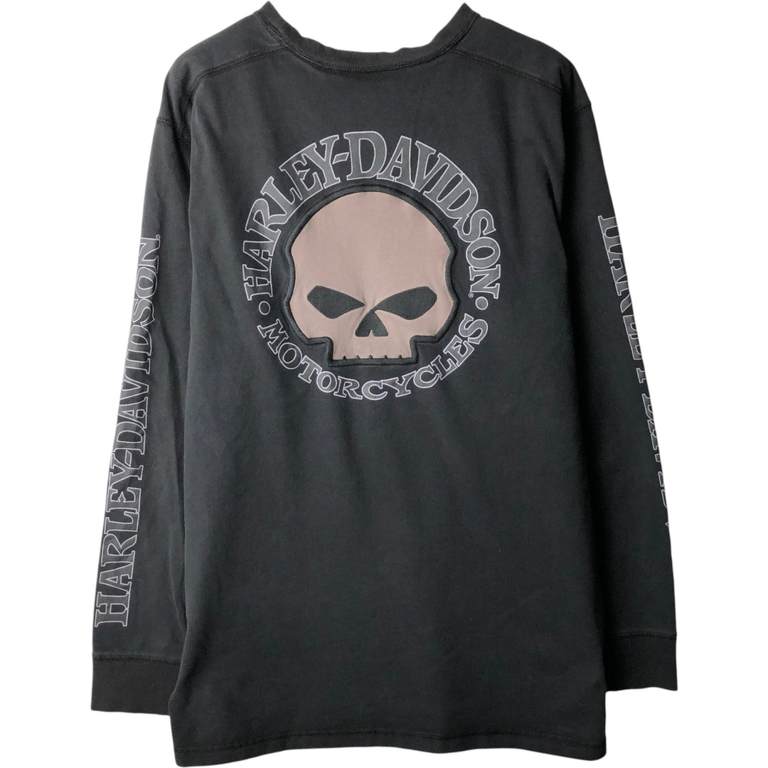 Harley-Davidson Skull Pattern Long T-shirt, Men's XL size cotton black type Vintage Second Hand