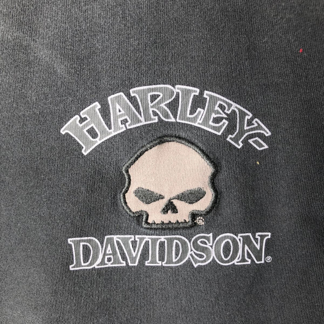 Harley-Davidson Skull Pattern Long T-shirt, Men's XL size cotton black type Vintage Second Hand
