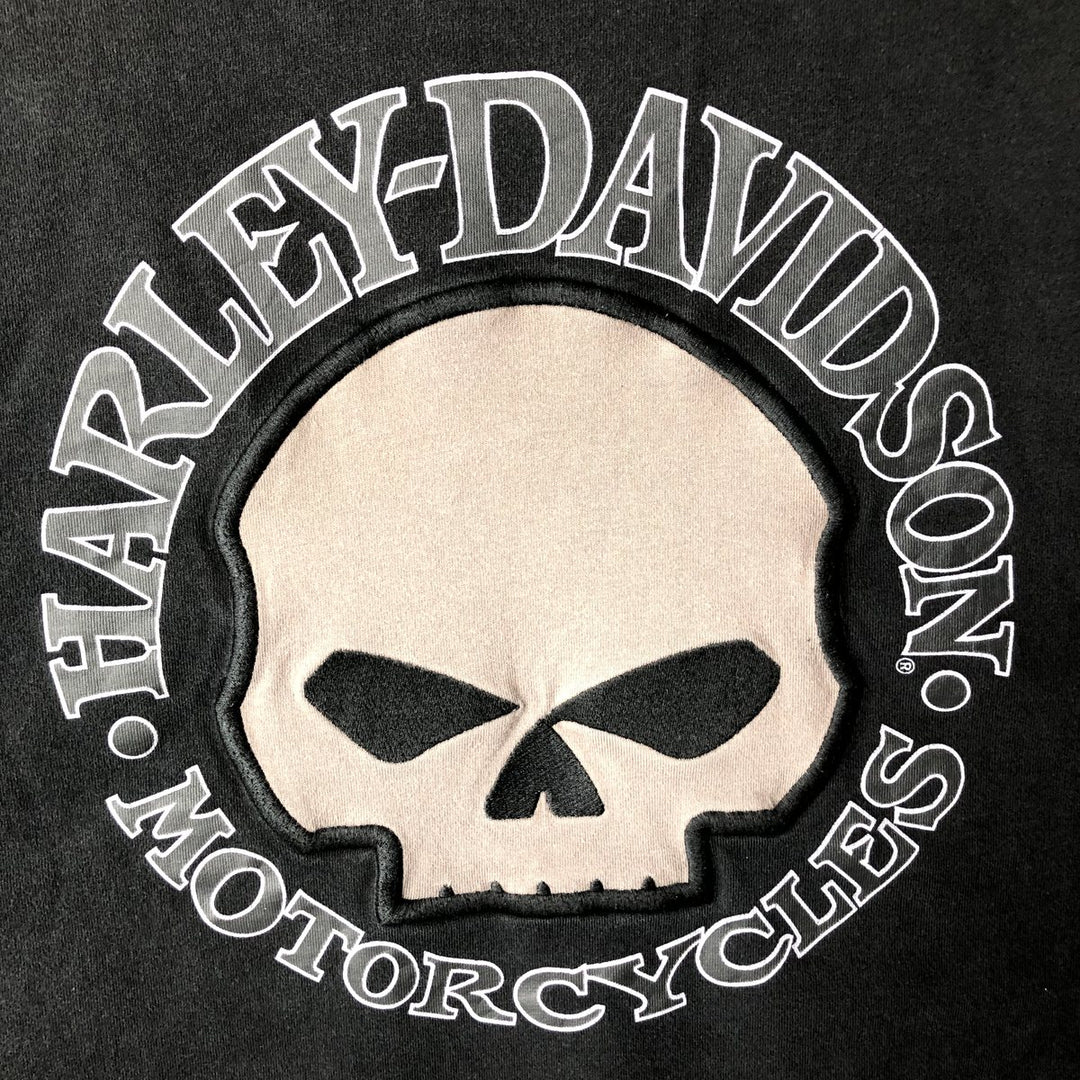 Harley-Davidson Skull Pattern Long T-shirt, Men's XL size cotton black type Vintage Second Hand