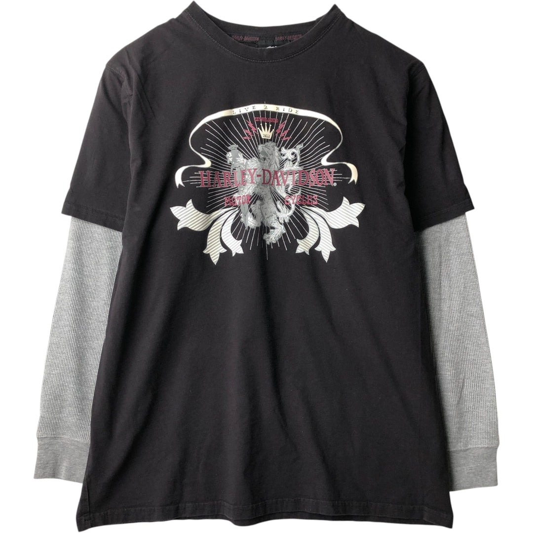 Harley-Davidson Long Sleeve T-Shirt, Men's Size L cotton black type Vintage Second Hand