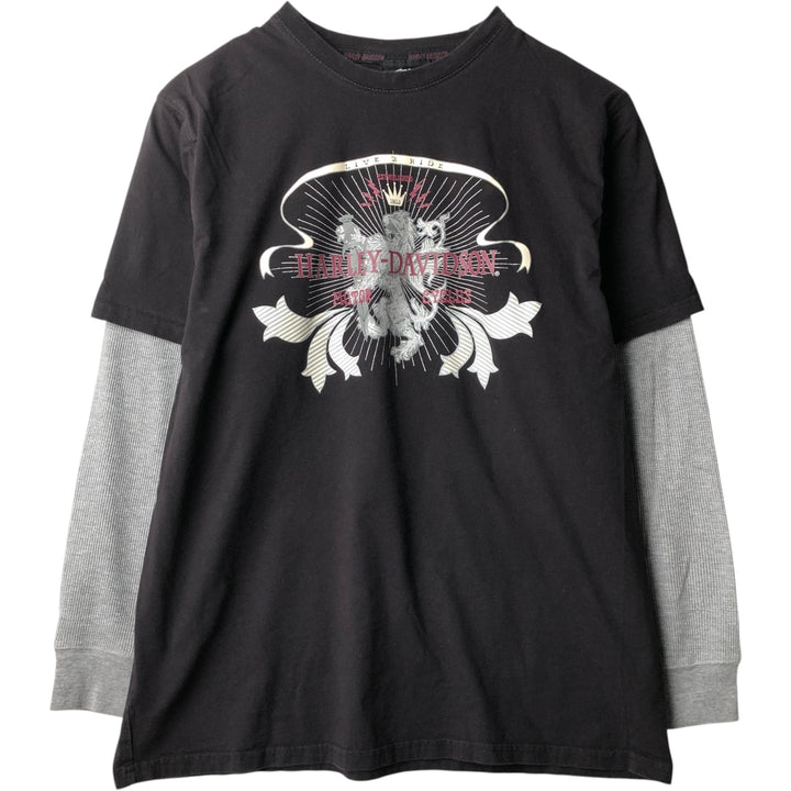 Harley-Davidson Long Sleeve T-Shirt, Men's Size L cotton black type Vintage Second Hand