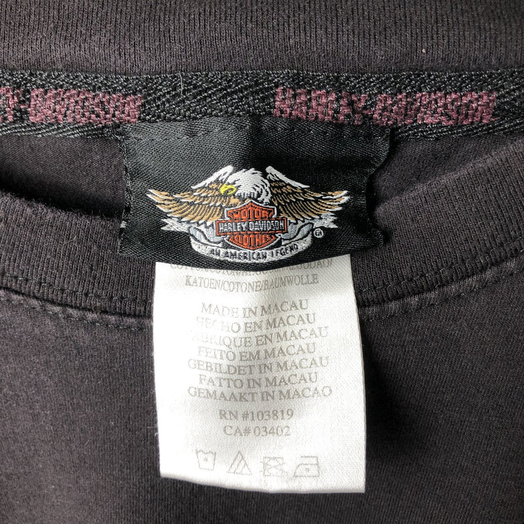 Harley-Davidson Long Sleeve T-Shirt, Men's Size L cotton black type Vintage Second Hand