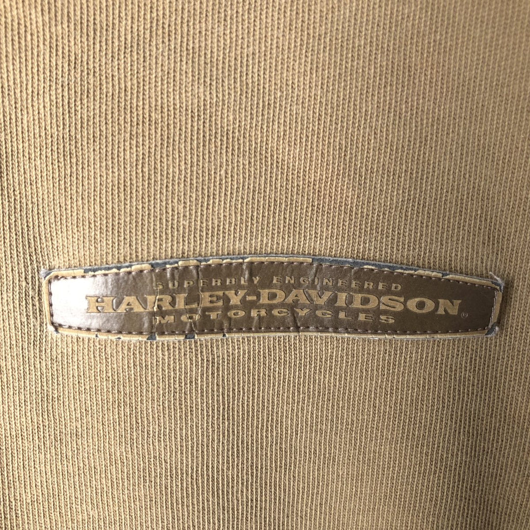 Harley-Davidson Henley neck long T-shirt, men's XL size cotton Beige type Vintage Second Hand