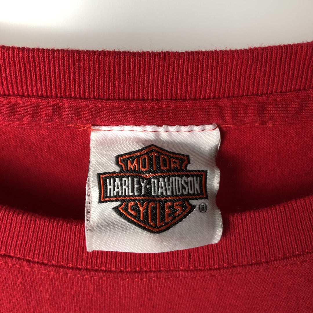 Hanes Harley-Davidson Skull Pattern Long-Sleeve T-Shirt (Men's XXL equivalent) cotton red type Vintage Second Hand