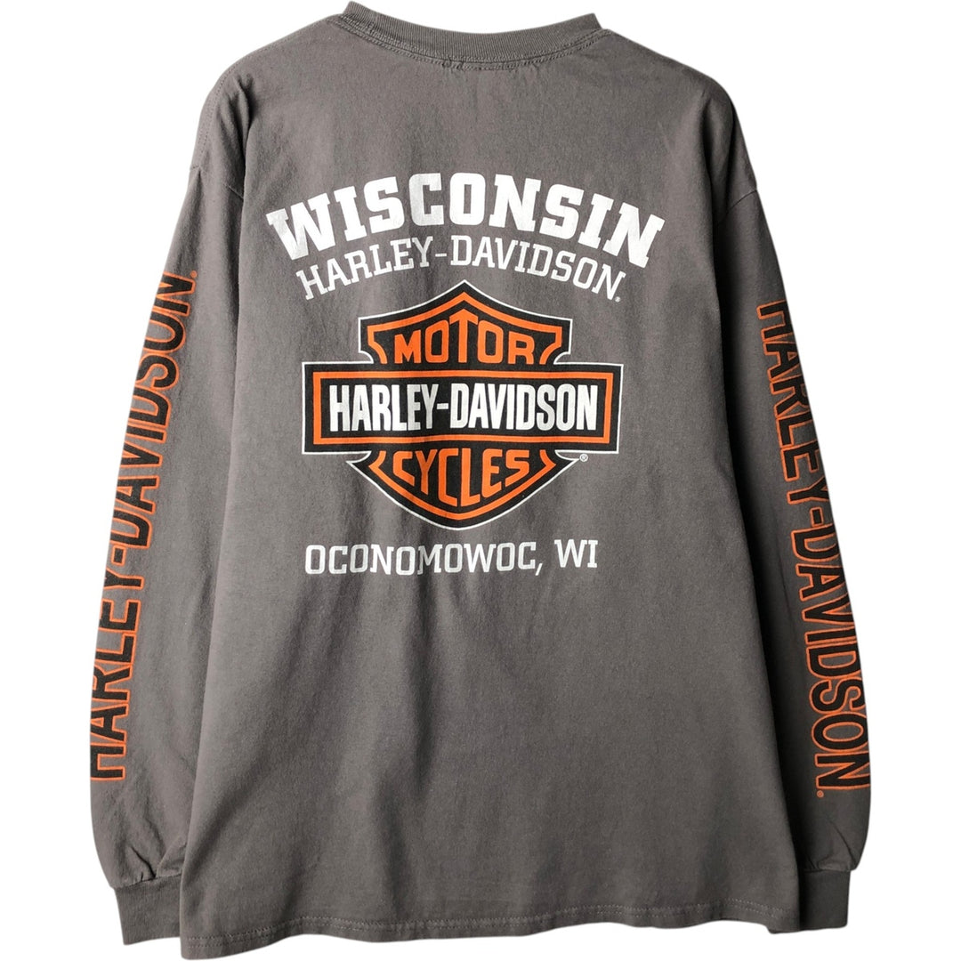 Harley-Davidson Long Sleeve T-Shirt, Men's Medium unclear gray type Vintage Second Hand