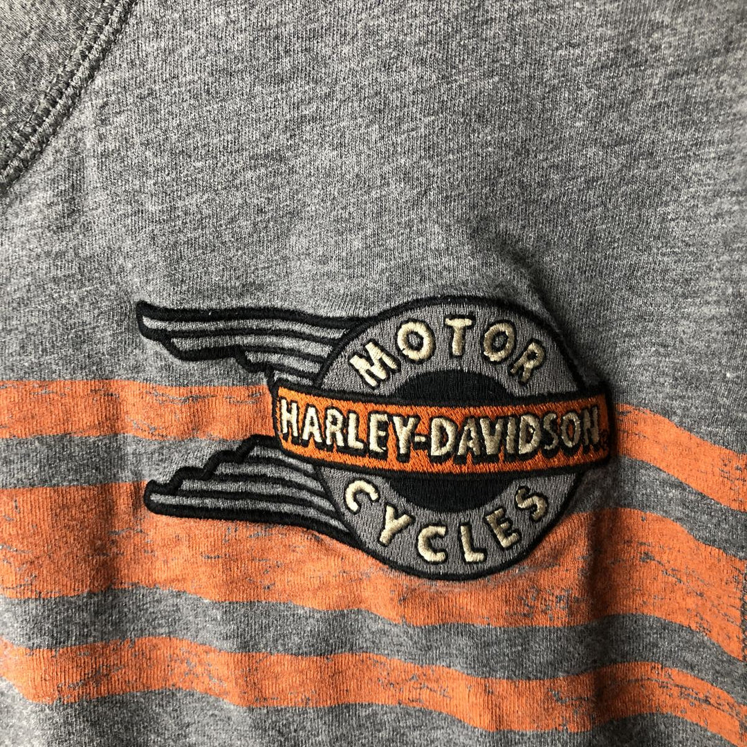 Harley-Davidson Motorcycle Henley Neck Long T-Shirt, Men's Size L unclear gray type Vintage Second Hand