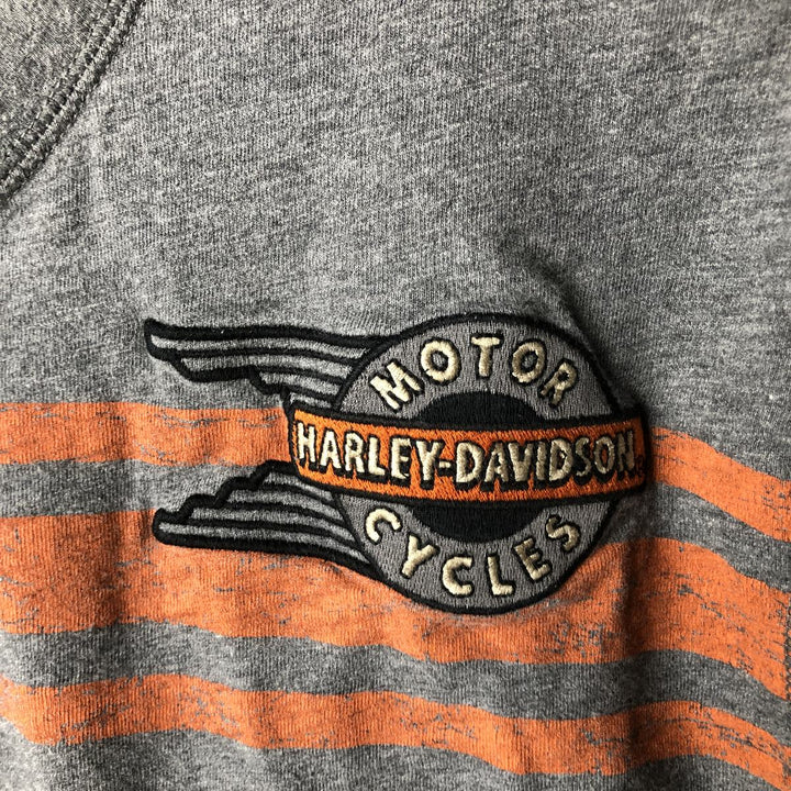 Harley-Davidson Motorcycle Henley Neck Long T-Shirt, Men's Size L unclear gray type Vintage Second Hand