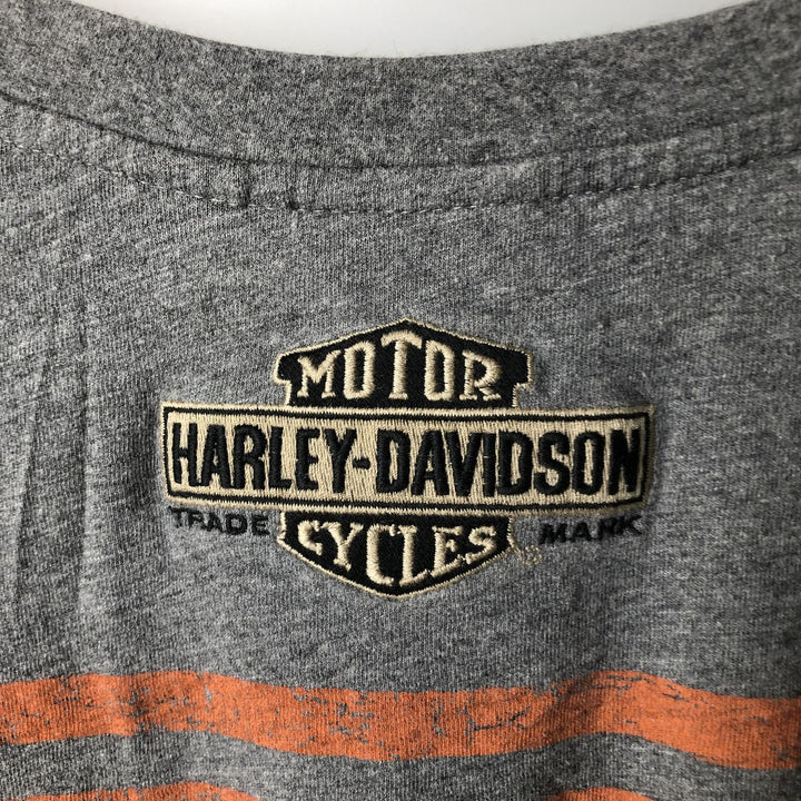 Harley-Davidson Motorcycle Henley Neck Long T-Shirt, Men's Size L unclear gray type Vintage Second Hand