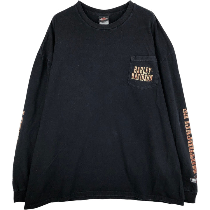 Oversized Harley-Davidson long-sleeved T-shirt, men's size XXXXL cotton black type Vintage Second Hand