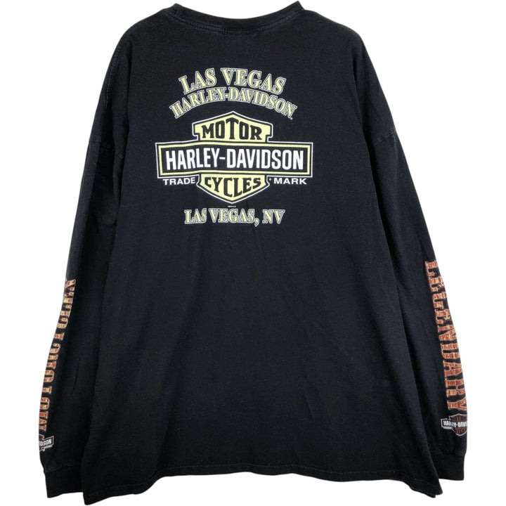 Oversized Harley-Davidson long-sleeved T-shirt, men's size XXXXL cotton black type Vintage Second Hand