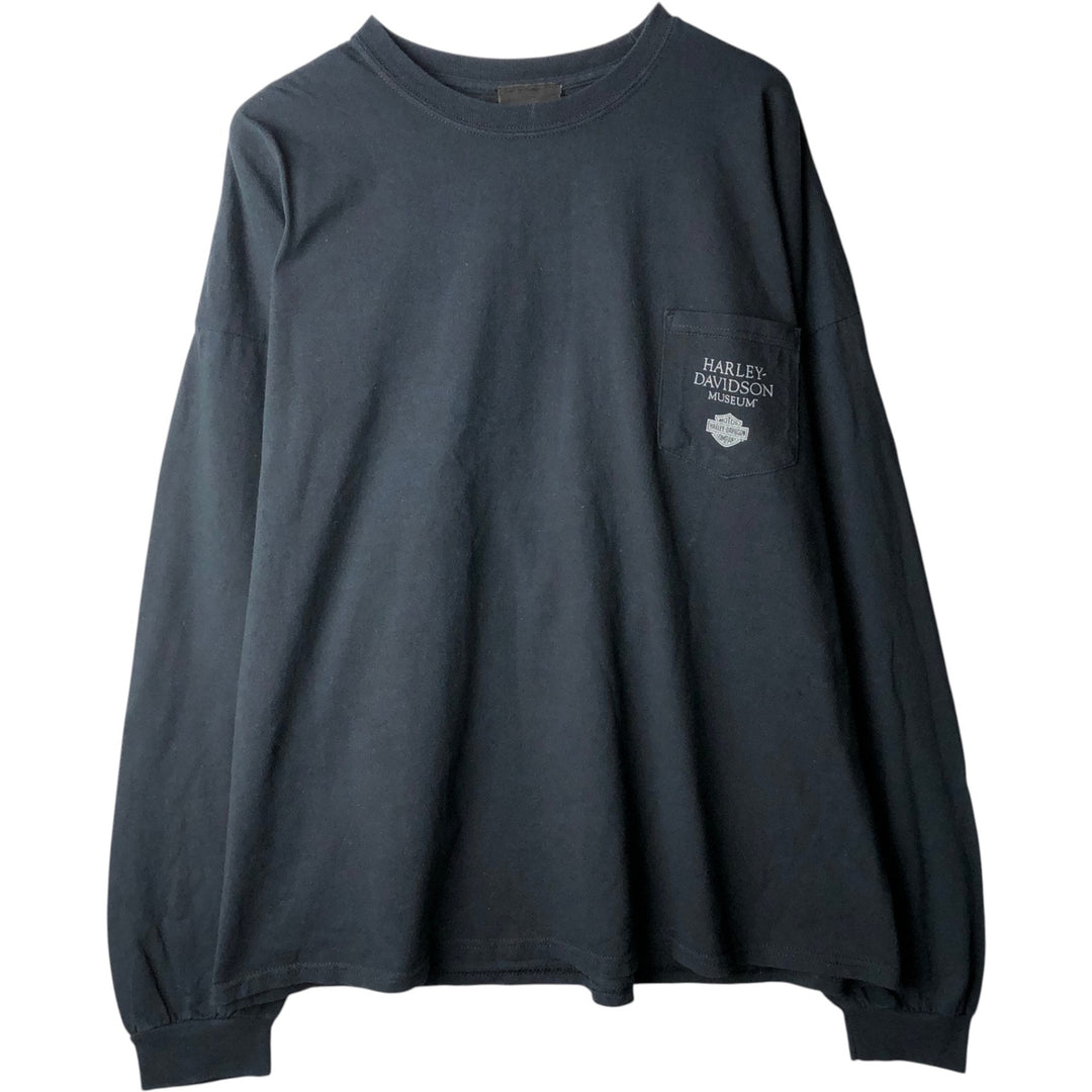 Big Size Harley-Davidson Museum Long-Sleeve T-Shirt (Men's XXXL equivalent) cotton black type Vintage Second Hand
