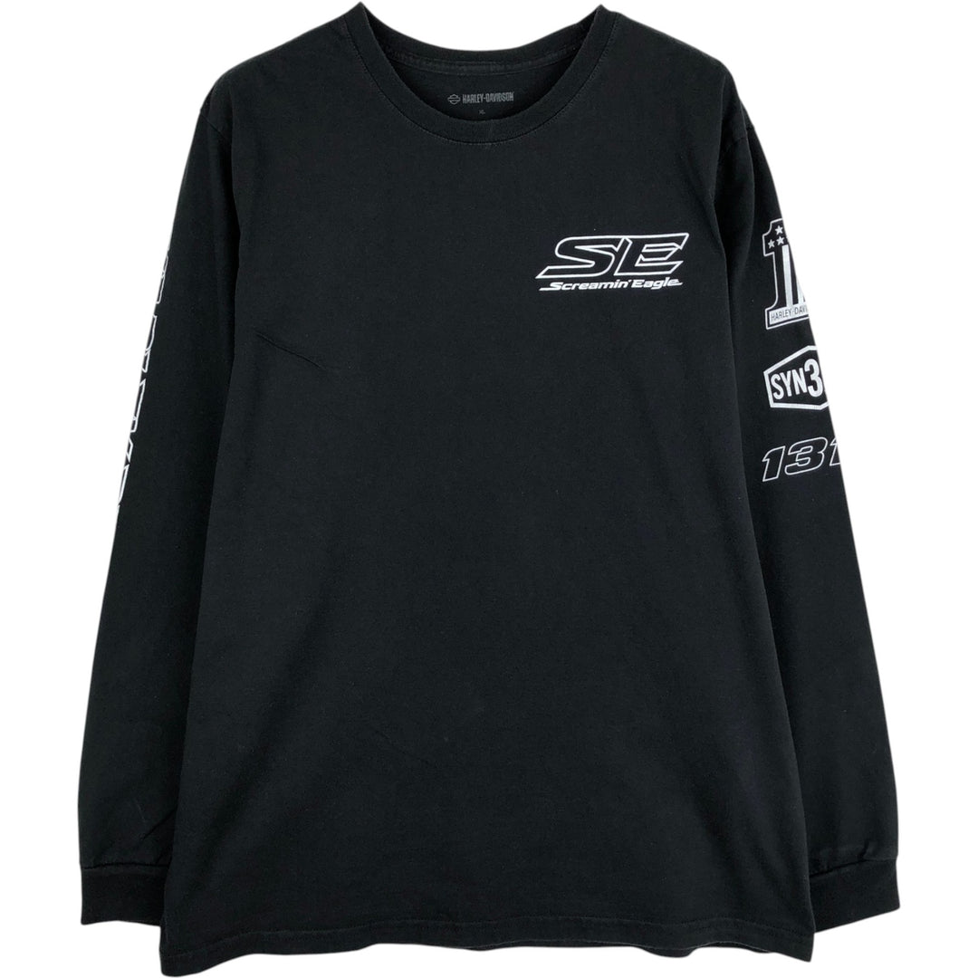 Harley-Davidson Long Sleeve T-Shirt, Men's XL Size cotton black type Vintage Second Hand