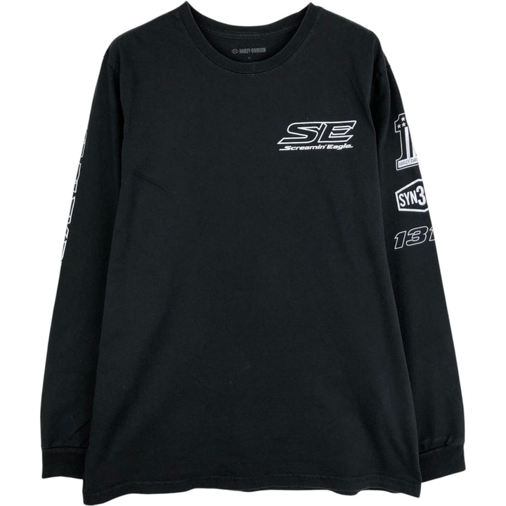 Harley-Davidson Long Sleeve T-Shirt, Men's XL Size cotton black type Vintage Second Hand