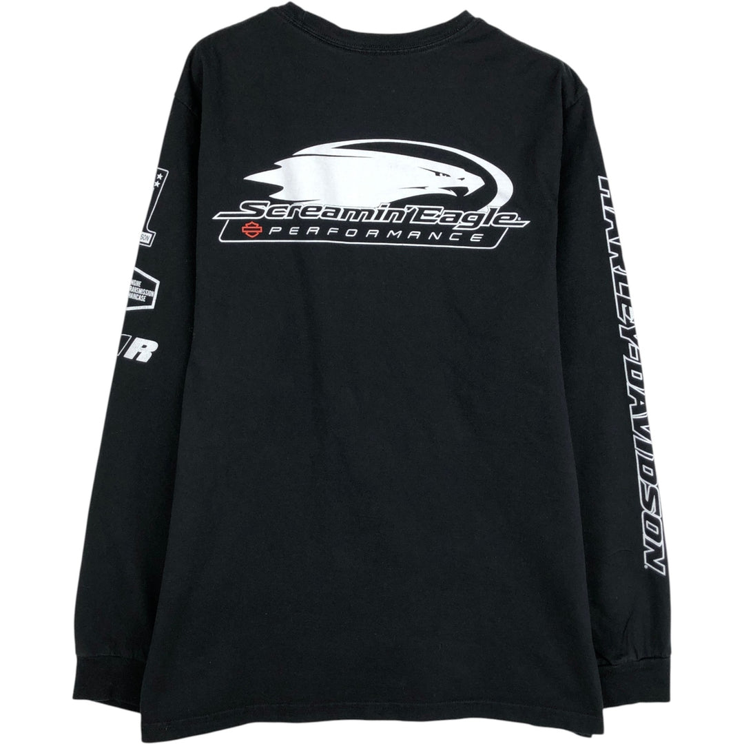 Harley-Davidson Long Sleeve T-Shirt, Men's XL Size cotton black type Vintage Second Hand