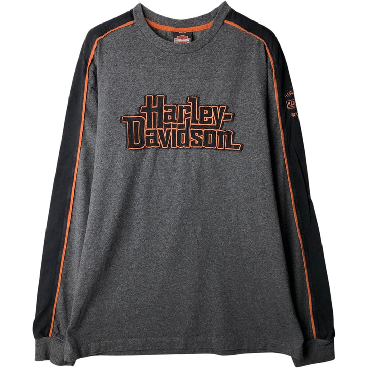Harley-Davidson Long Sleeve T-Shirt, Men's XL Size cotton gray type Vintage Second Hand