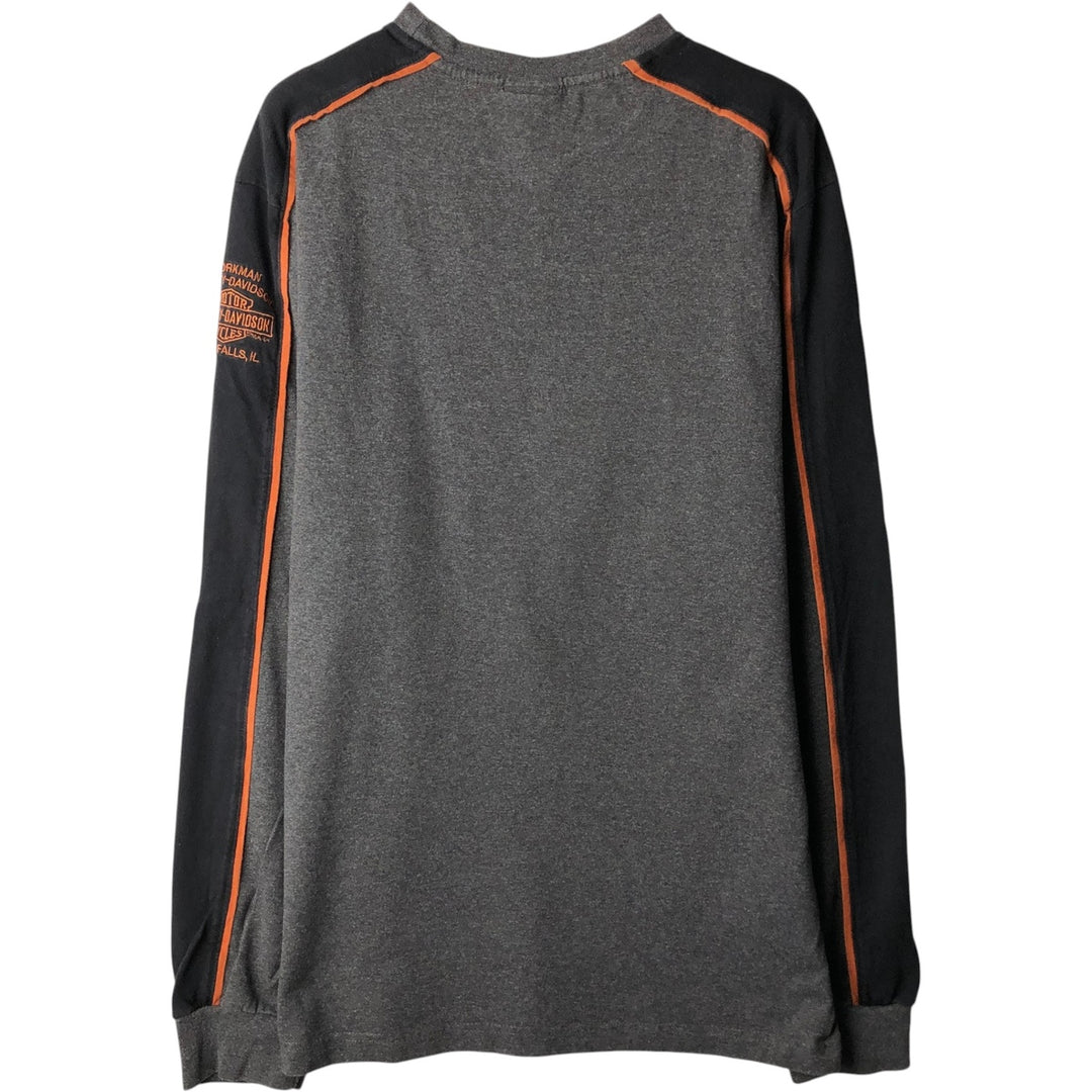 Harley-Davidson Long Sleeve T-Shirt, Men's XL Size cotton gray type Vintage Second Hand
