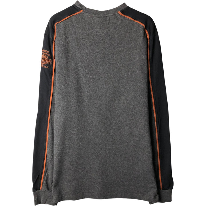 Harley-Davidson Long Sleeve T-Shirt, Men's XL Size cotton gray type Vintage Second Hand