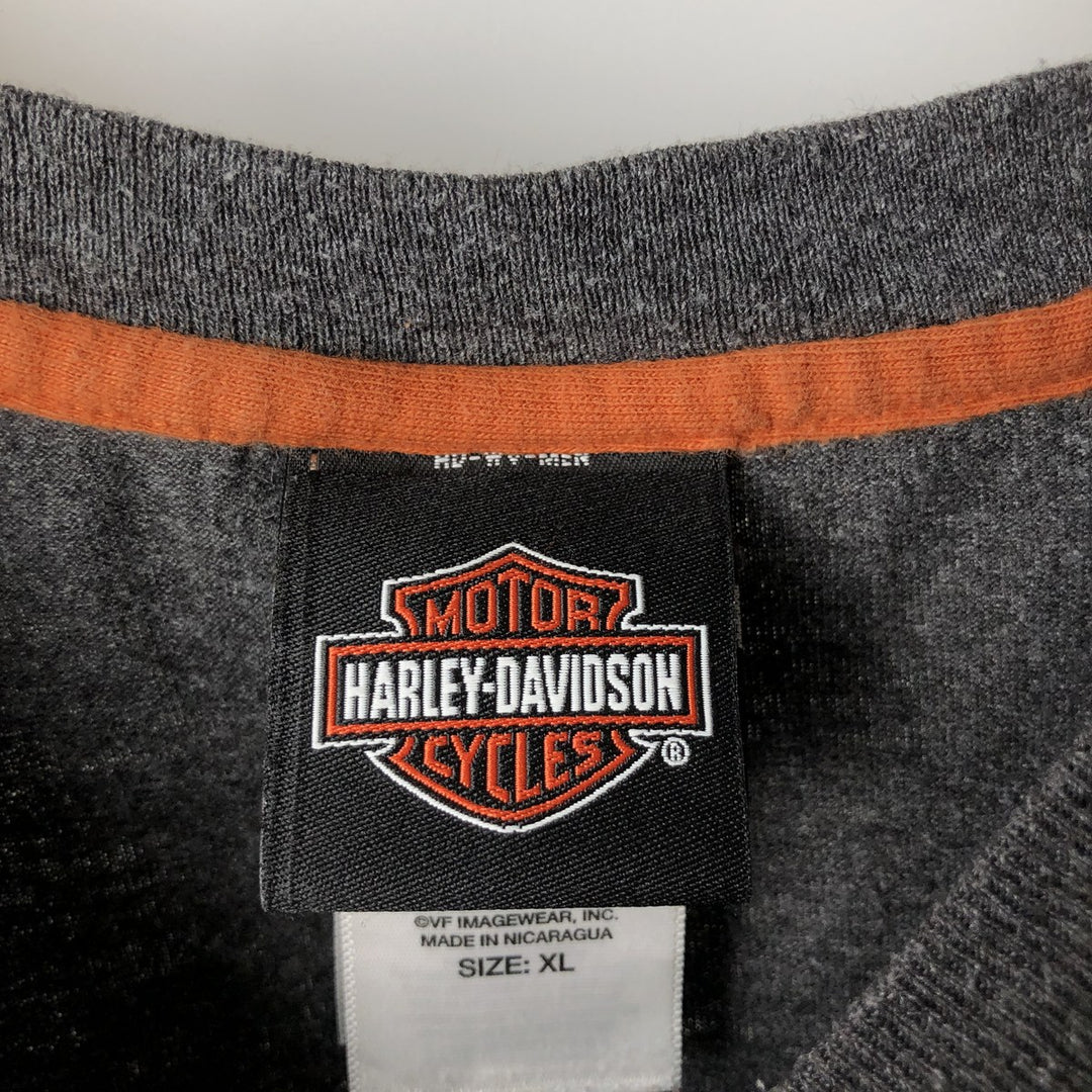 Harley-Davidson Long Sleeve T-Shirt, Men's XL Size cotton gray type Vintage Second Hand