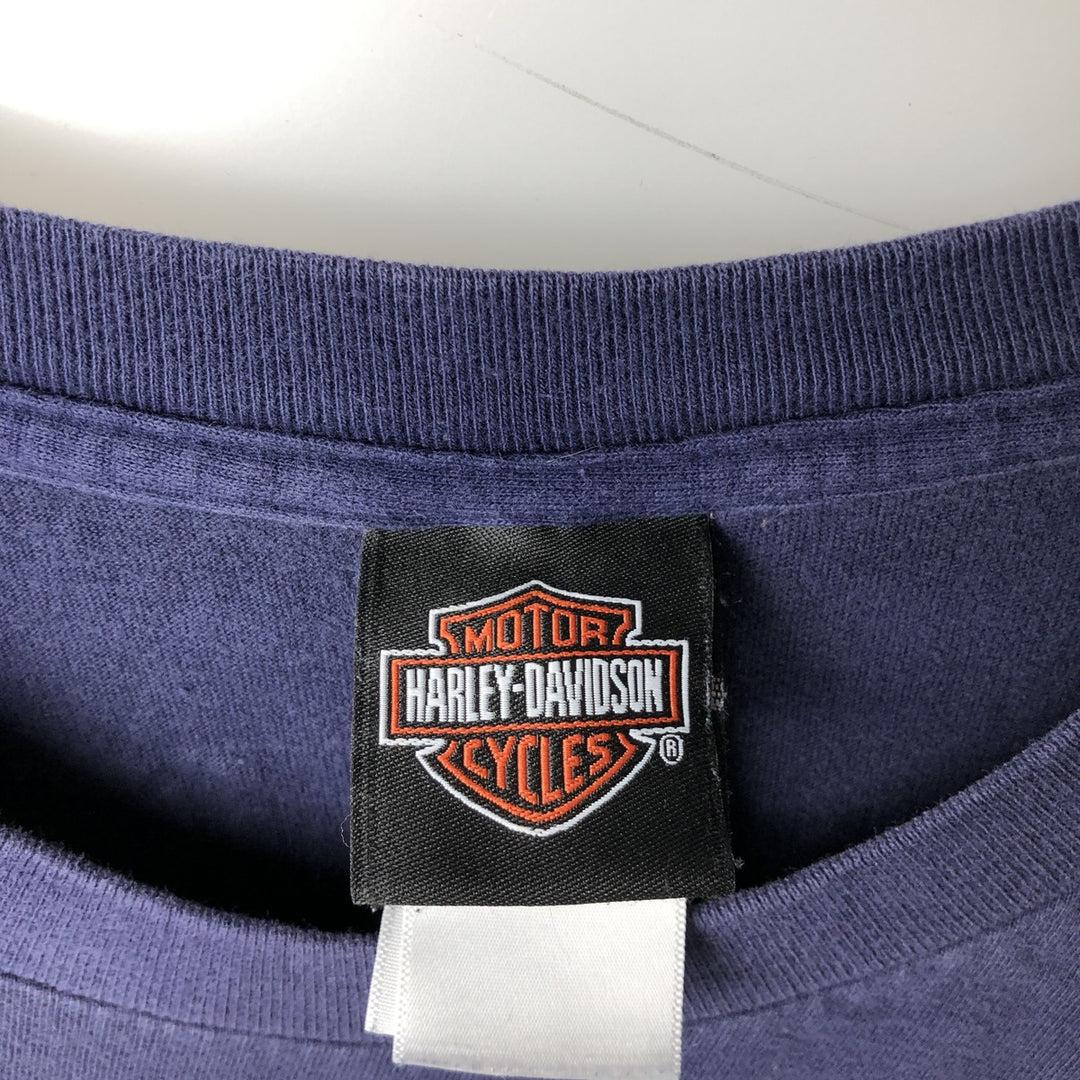 Harley-Davidson Long Sleeve T-Shirt, Men's XL Size cotton navy blue type Vintage Second Hand