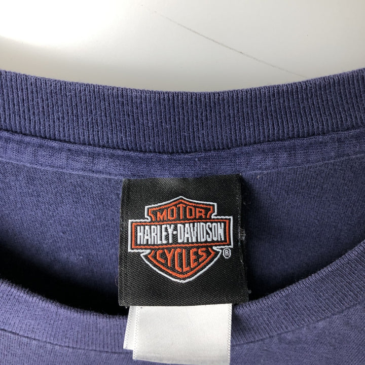 Harley-Davidson Long Sleeve T-Shirt, Men's XL Size cotton navy blue type Vintage Second Hand