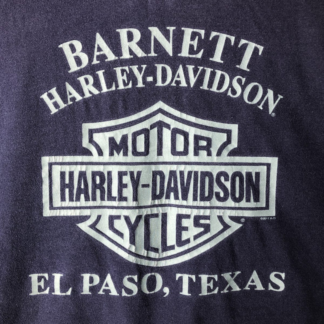 Harley-Davidson Long Sleeve T-Shirt, Men's XL Size cotton navy blue type Vintage Second Hand