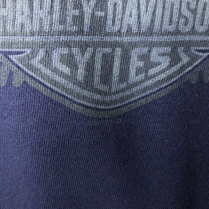 Harley-Davidson Long Sleeve T-Shirt, Men's XL Size cotton navy blue type Vintage Second Hand