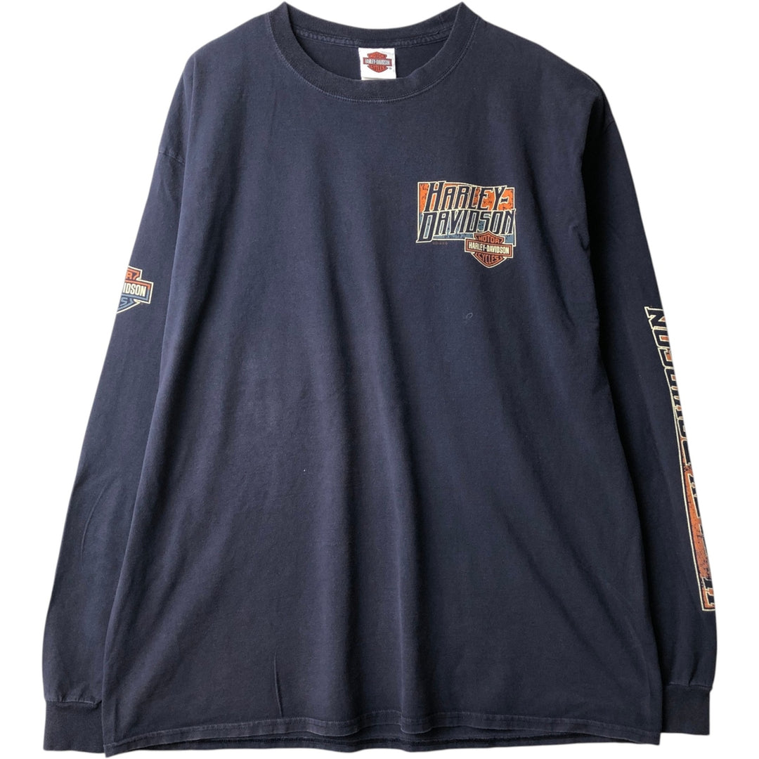 Harley-Davidson Long Sleeve T-Shirt, Men's XXL cotton navy blue type Vintage Second Hand