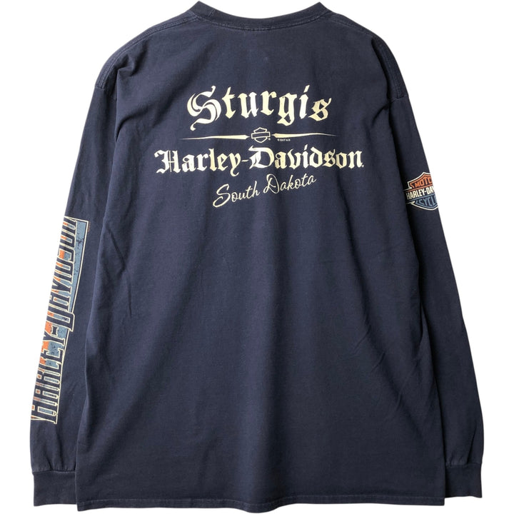 Harley-Davidson Long Sleeve T-Shirt, Men's XXL cotton navy blue type Vintage Second Hand