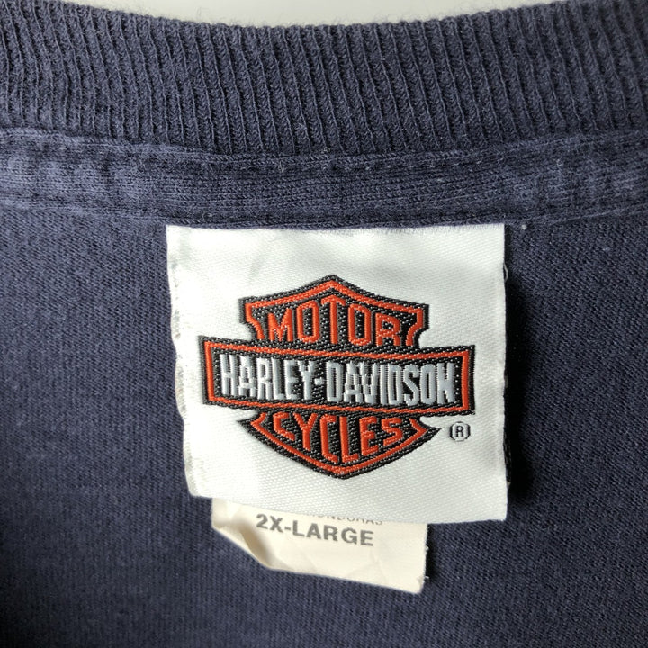 Harley-Davidson Long Sleeve T-Shirt, Men's XXL cotton navy blue type Vintage Second Hand