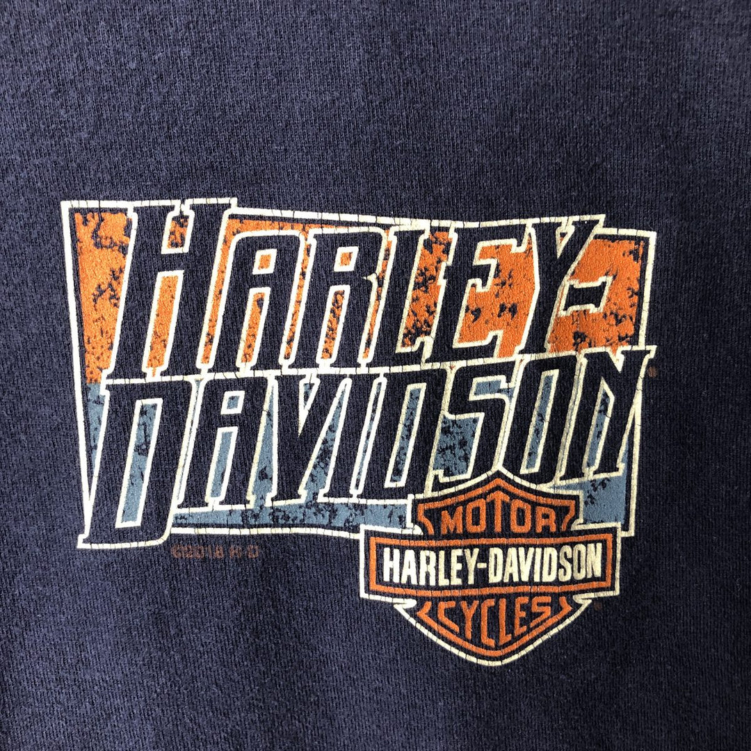 Harley-Davidson Long Sleeve T-Shirt, Men's XXL cotton navy blue type Vintage Second Hand