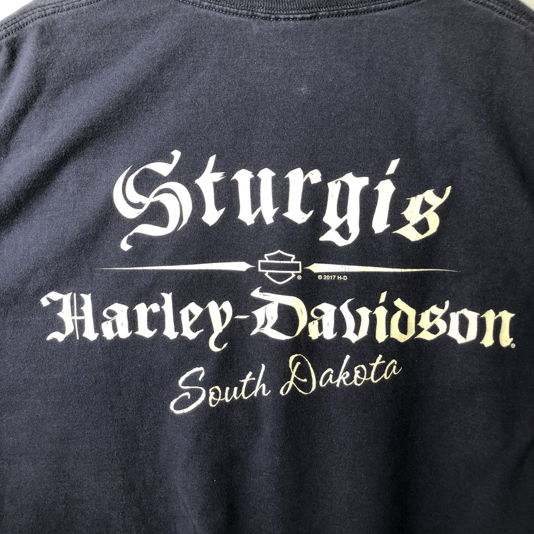 Harley-Davidson Long Sleeve T-Shirt, Men's XXL cotton navy blue type Vintage Second Hand