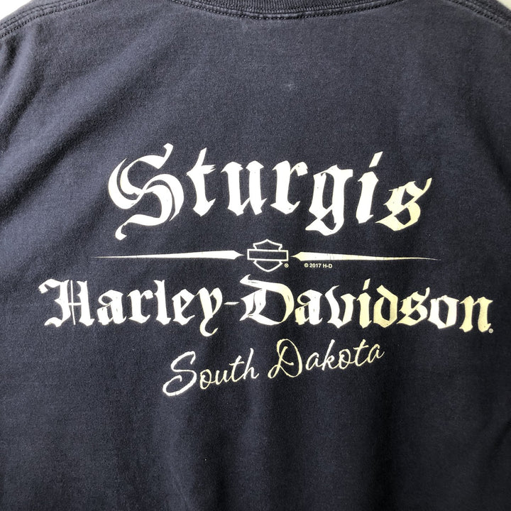 Harley-Davidson Long Sleeve T-Shirt, Men's XXL cotton navy blue type Vintage Second Hand