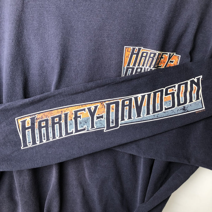 Harley-Davidson Long Sleeve T-Shirt, Men's XXL cotton navy blue type Vintage Second Hand