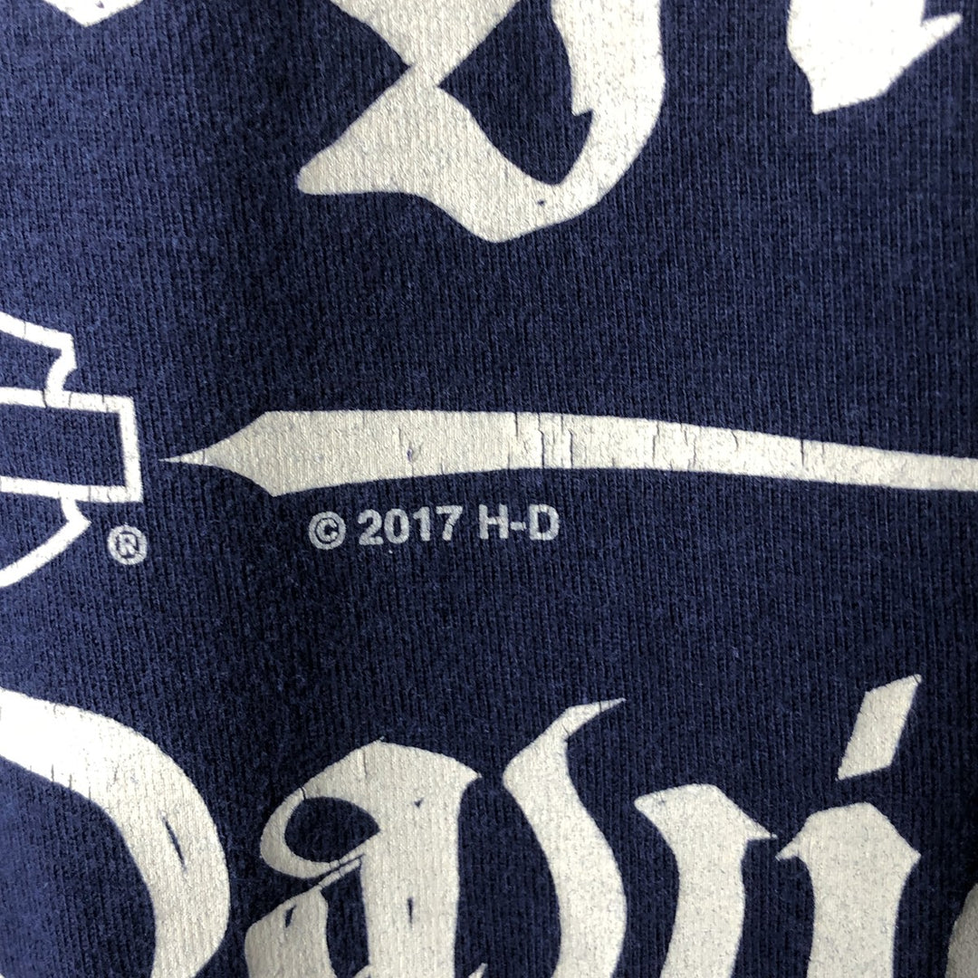 Harley-Davidson Long Sleeve T-Shirt, Men's XXL cotton navy blue type Vintage Second Hand