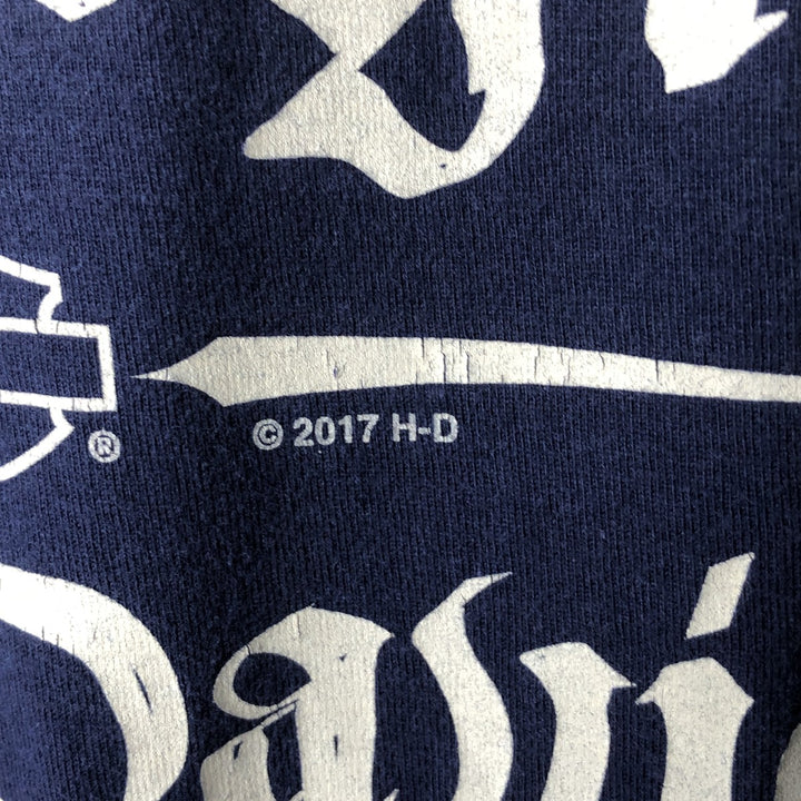 Harley-Davidson Long Sleeve T-Shirt, Men's XXL cotton navy blue type Vintage Second Hand