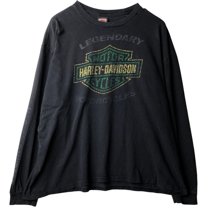 Big Size Harley-Davidson Motorcycle Long-Sleeve T-Shirt (Men's XXXL equivalent) cotton black type Vintage Second Hand