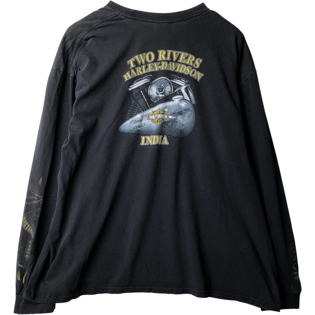 Big Size Harley-Davidson Motorcycle Long-Sleeve T-Shirt (Men's XXXL equivalent) cotton black type Vintage Second Hand