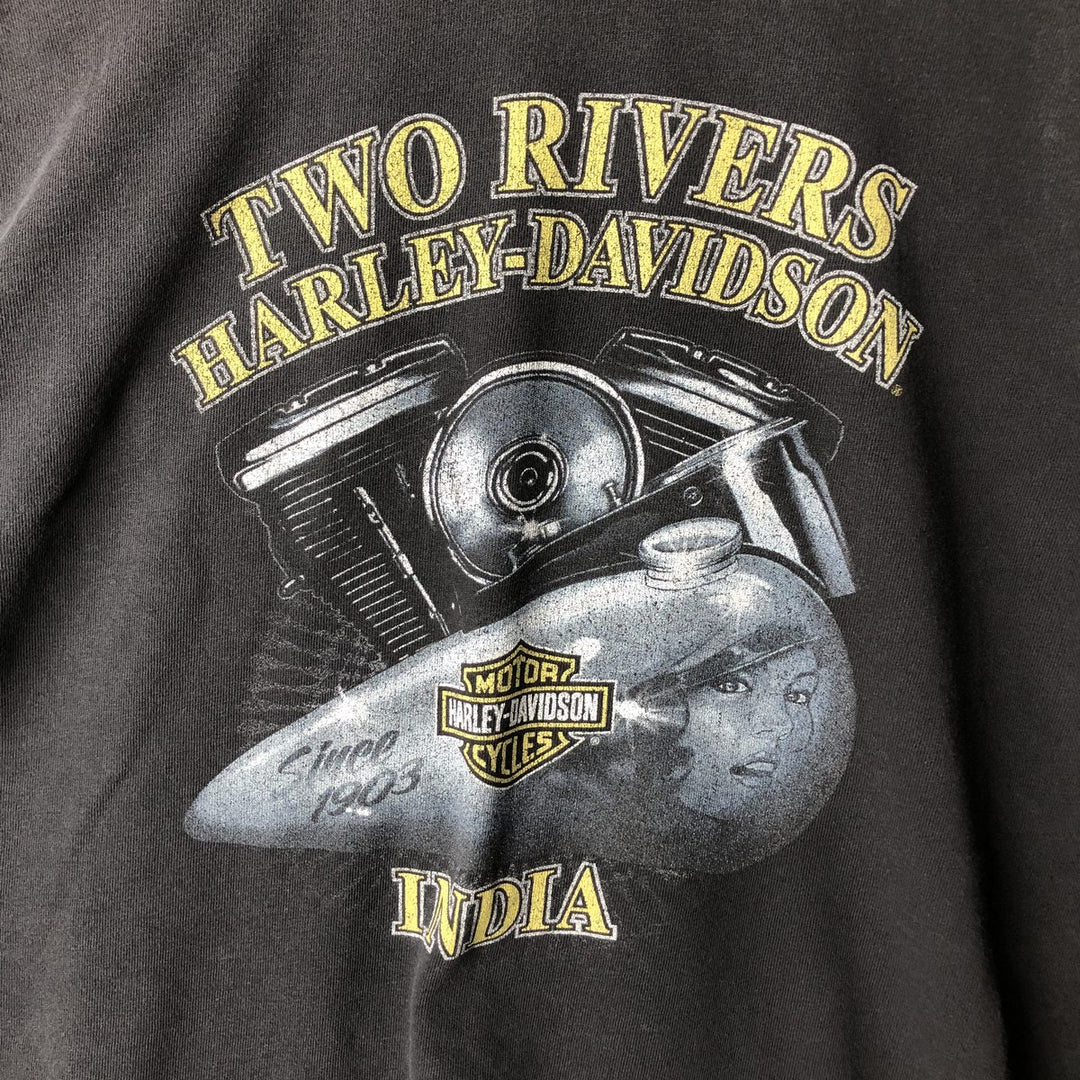 Big Size Harley-Davidson Motorcycle Long-Sleeve T-Shirt (Men's XXXL equivalent) cotton black type Vintage Second Hand