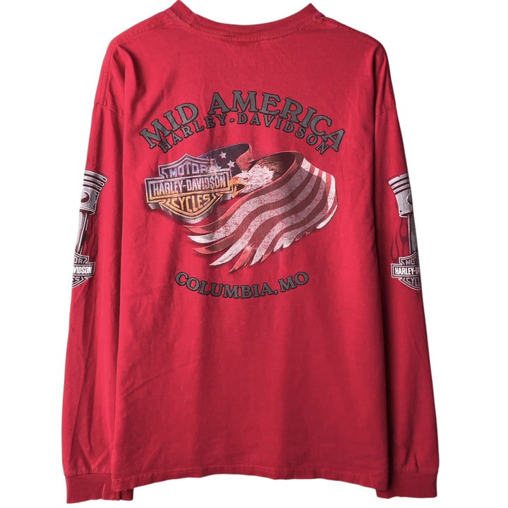 Harley-Davidson Stars and Stripes Eagle Pattern Long-Sleeve T-Shirt (Men's XL equivalent) cotton red type Vintage Second Hand