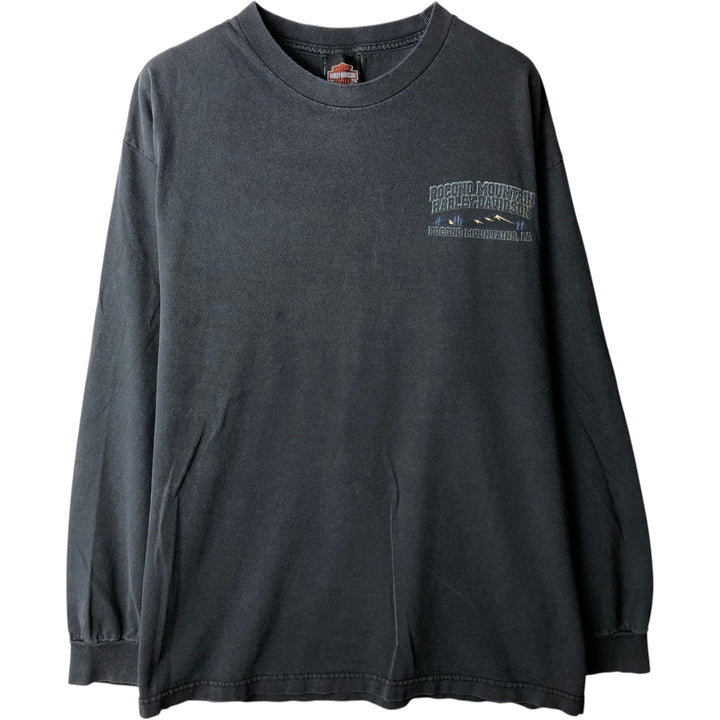 Harley-Davidson Animal Pattern Eagle Pattern Long-Sleeve T-Shirt (Men's XL equivalent) cotton black type Vintage Second Hand