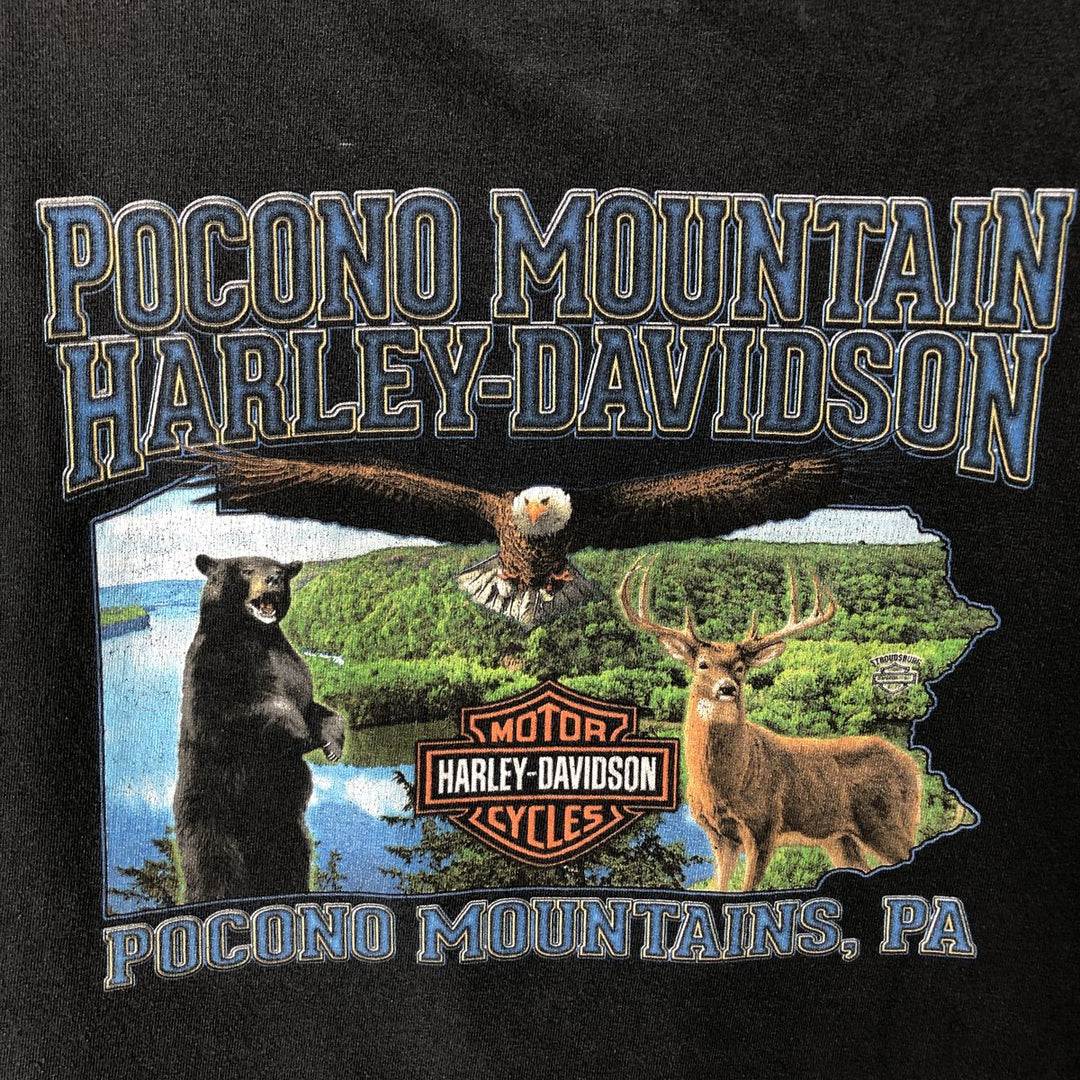 Harley-Davidson Animal Pattern Eagle Pattern Long-Sleeve T-Shirt (Men's XL equivalent) cotton black type Vintage Second Hand