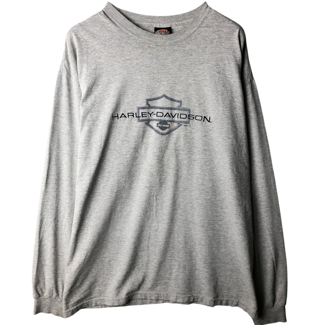 2000'S Harley-Davidson Motorcycle Long Sleeve T-Shirt, Made in USA, Men's Size XXL cotton gray type Vintage Second Hand
