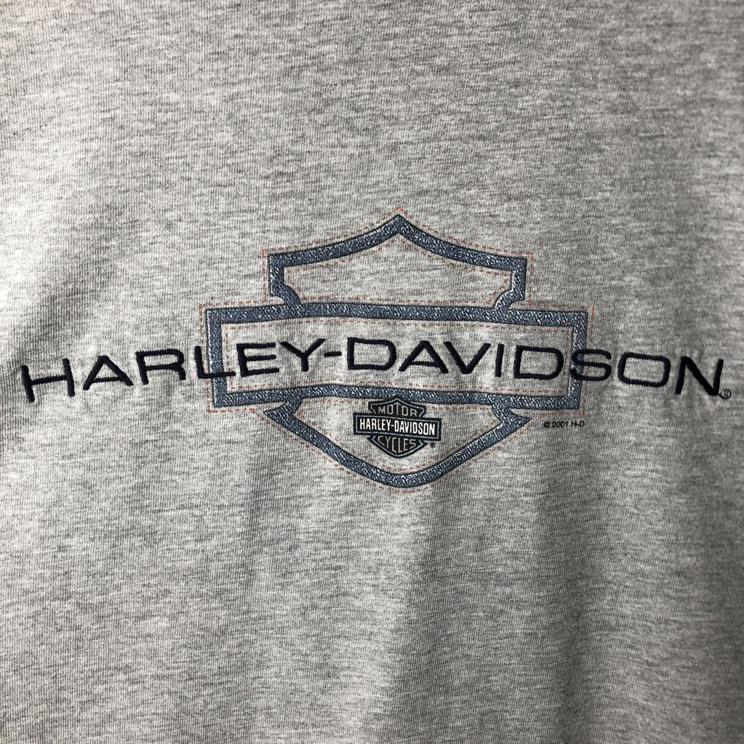 2000'S Harley-Davidson Motorcycle Long Sleeve T-Shirt, Made in USA, Men's Size XXL cotton gray type Vintage Second Hand